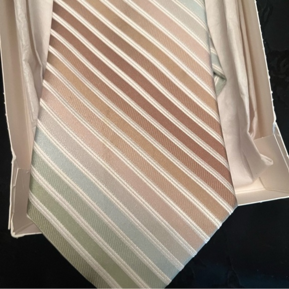 Joseph Abboud Men's Striped Tie Brown Green